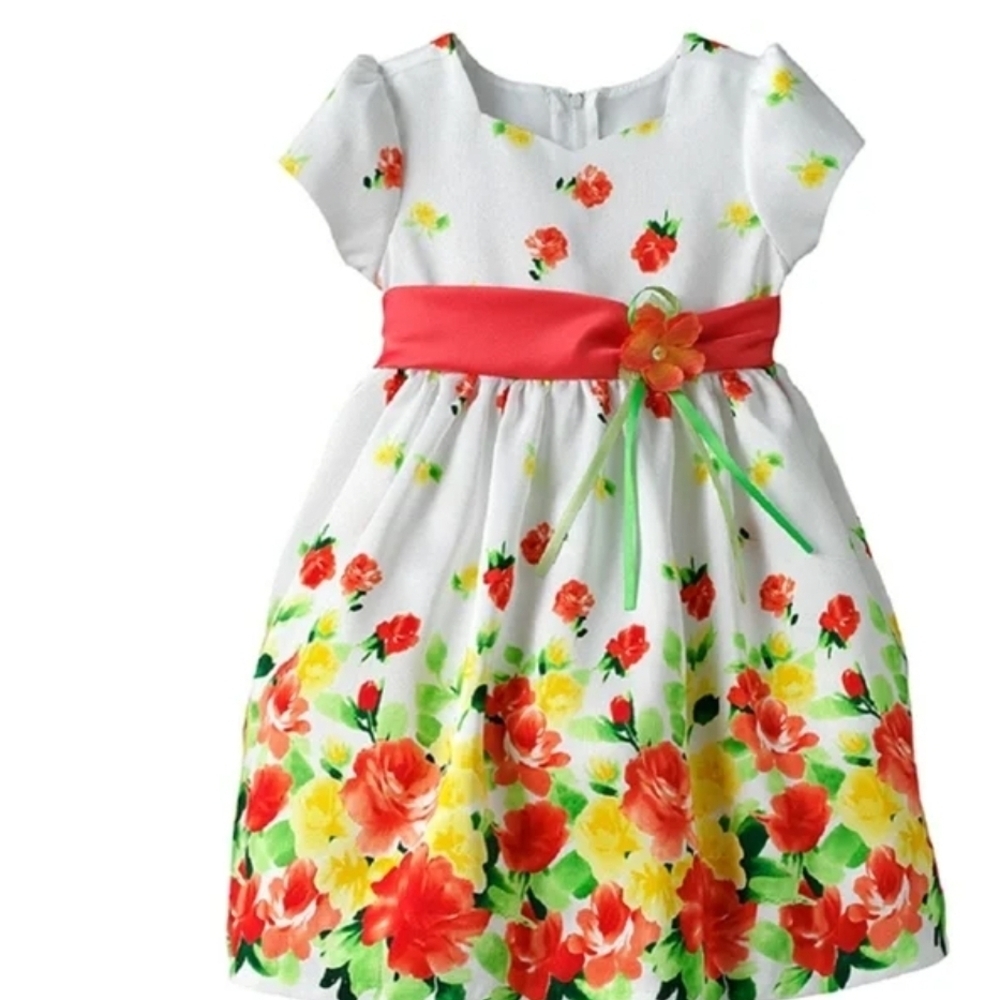 Bonnie Jean 2T Floral Dress BRIGHT FORMAL 6 LAYERS OF FLUFF EASTER BDAY PHOTO-OP
